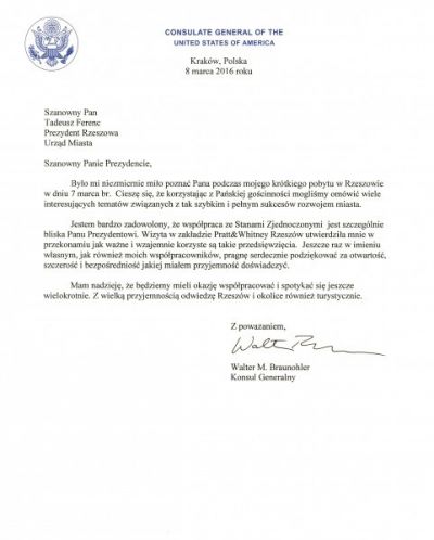 Pismo do Prezydenta Rzeszowa